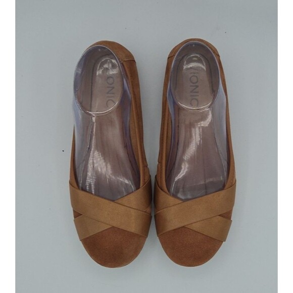 Vionic Maria Suede Ballet Flats Toffee Size 6.5W Wide Women’s Comfort Shoes - Picture 4 of 9